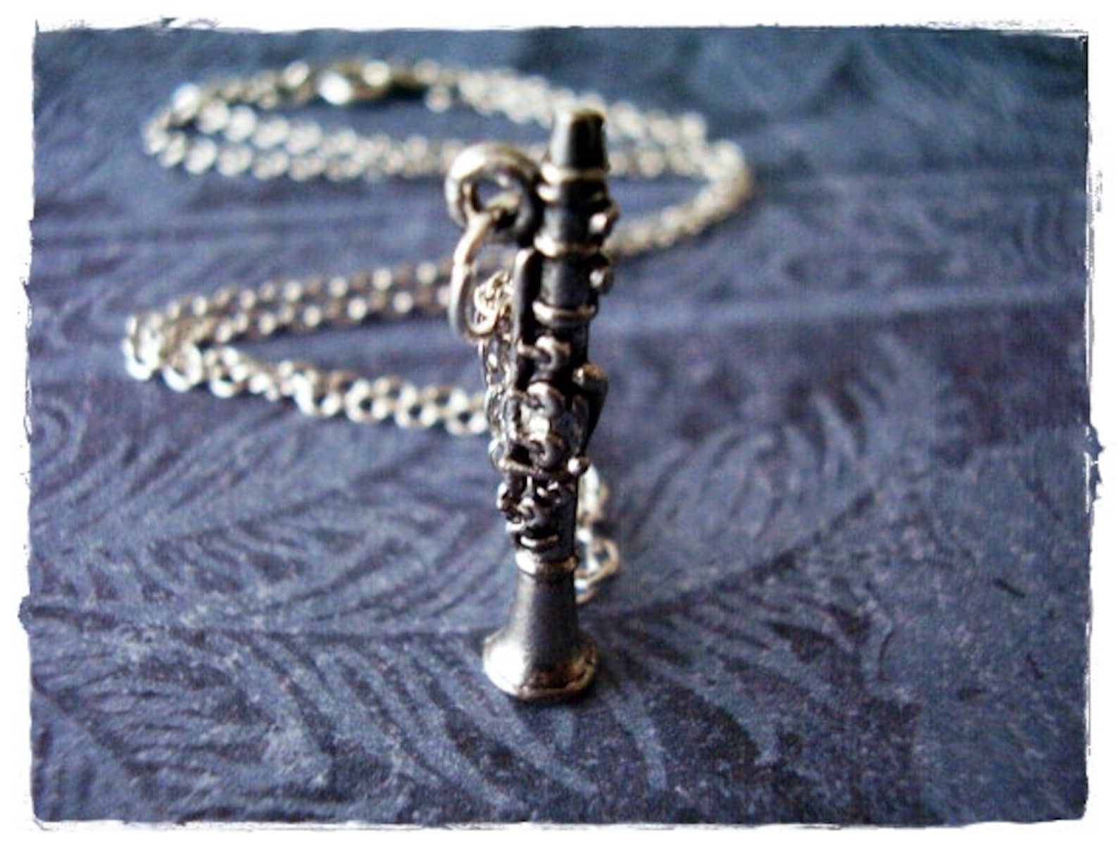 Silver Necklace Antique Pewter Charm on a Etsy
