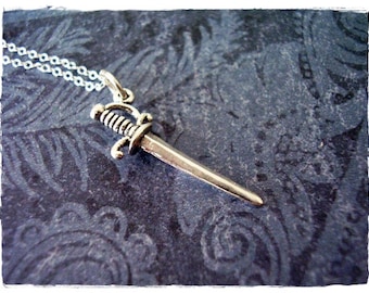 Silver Cavalry Sword Necklace - Sterling Silver Cavalry Sword Charm on a Delicate Sterling Silver Cable Chain or Charm Only