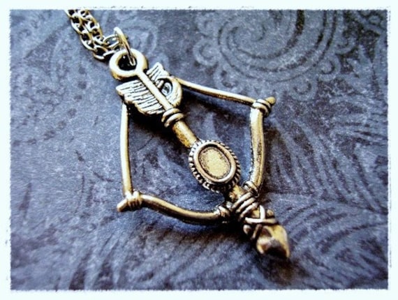 Rustic Bow and Arrow Necklace - Antique Pewter Bow and Arrow Charm on a Delicate Stainless Steel Cable Chain or Charm Only