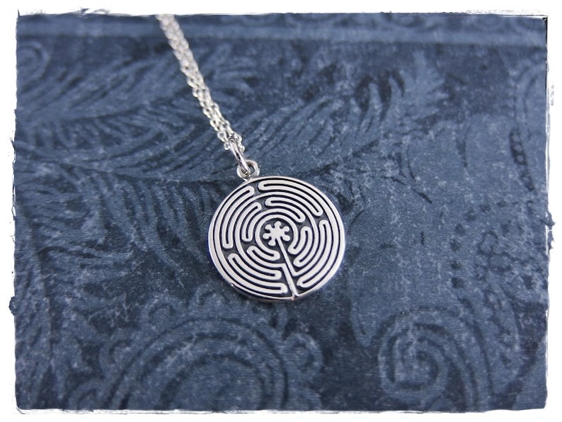Silver Labyrinth Necklace Sterling Silver Labyrinth Charm on a Delicate Sterling Silver Cable Chain or Charm Only