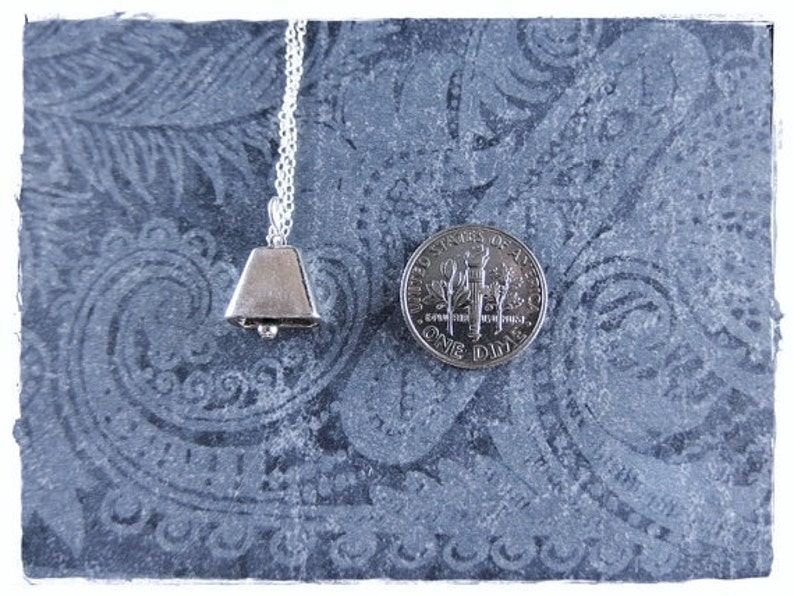 Silver Cowbell Necklace Sterling Silver Cowbell Charm on a Etsy UK