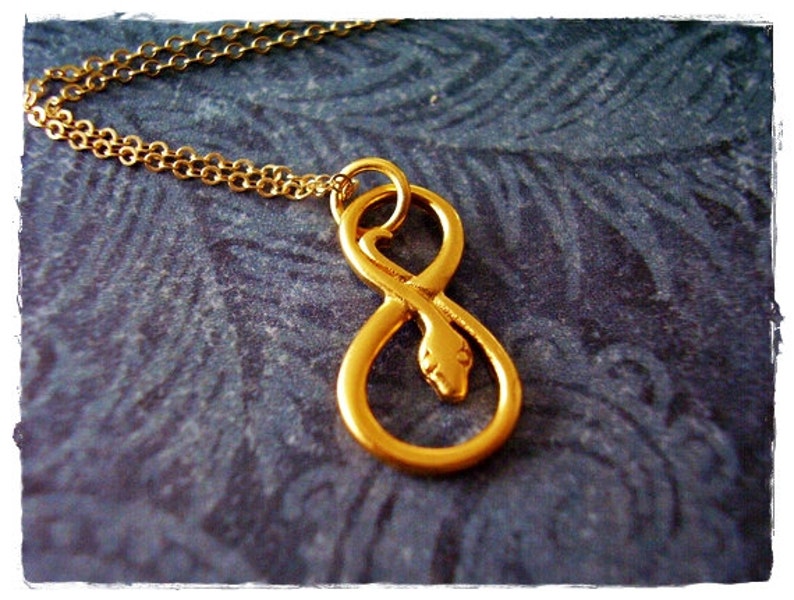 Gold Infinity Snake Necklace Matte 24kt Gold Plate Infinity Etsy