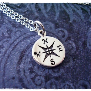 Silver Compass Necklace - Sterling Silver Compass Charm on a Delicate Sterling Silver Cable Chain or Charm Only