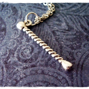 Silver Baton Necklace - Silver Pewter Baton Charm on a Delicate Stainless Steel Cable Chain or Charm Only