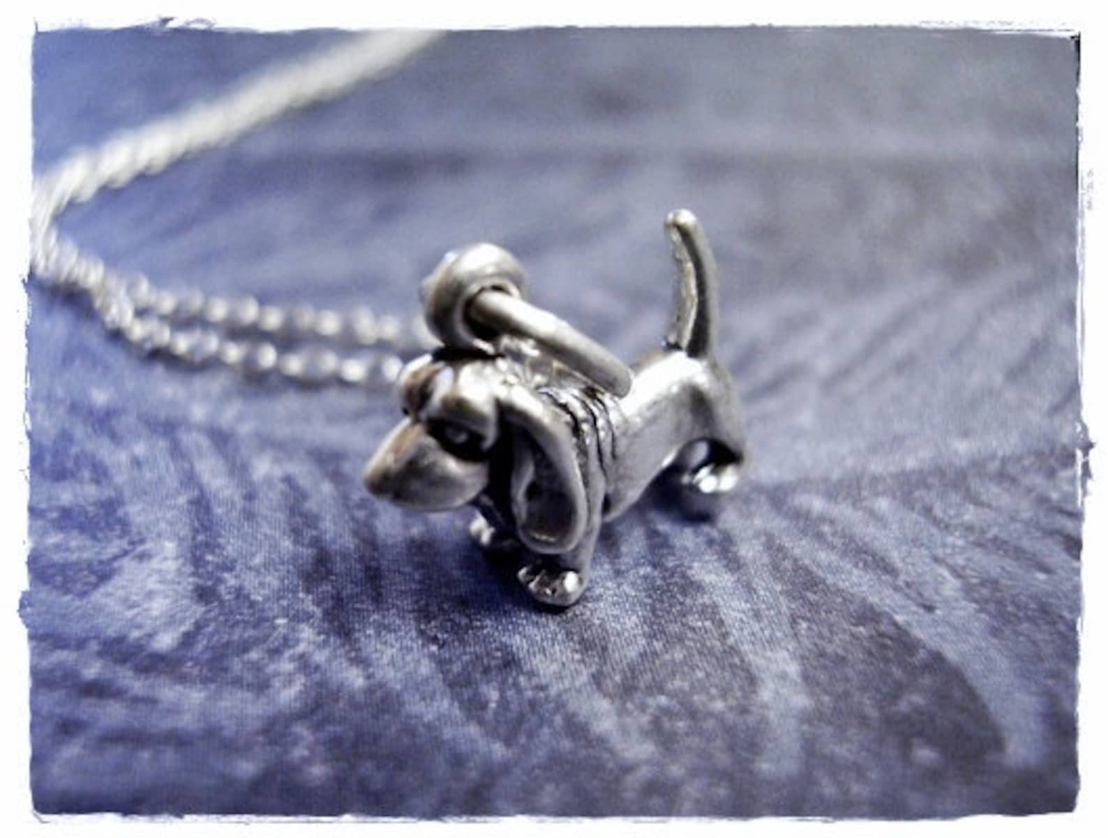 Tiny Silver Basset Hound Necklace Sterling Silver Basset Etsy