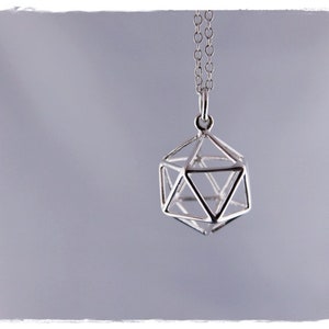 Silver Icosahedron Necklace Sterling Silver Icosahedron Charm on a Delicate Sterling Silver Cable Chain or Charm Only image 5