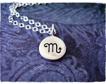 Scorpio Horoscope Sign Necklace - Sterling Silver Scorpio Charm on a Delicate Sterling Silver Cable Chain or Charm Only