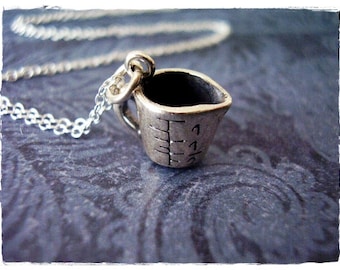 Silver Measuring Cup Necklace - Sterling Silver Measuring Cup Charm on a Delicate Sterling Silver Cable Chain or Charm Only