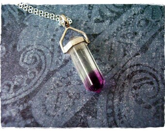 Fluorite Stone Bullet Necklace - Fluorite Stone Bullet Charm on a Delicate Sterling Silver Cable Chain or Charm Only