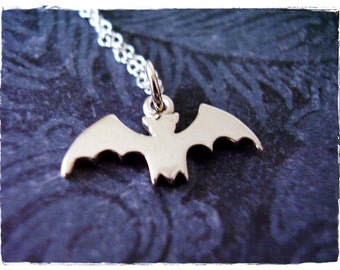 Silver Bat Necklace - Sterling Silver Bat Charm on a Delicate Sterling Silver Cable Chain or Charm Only