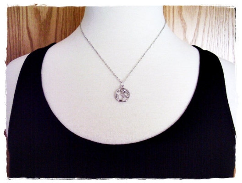Silver Crystal Om Necklace Silver Pewter Crystal Om Charm on a Delicate Silver Plated Cable Chain or Charm Only image 3