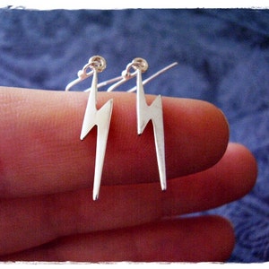 Silver Lightning Bolt Earrings Sterling Silver Lightning Bolt Dangle Earrings image 2