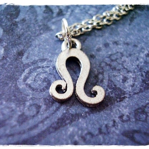 Silver Leo Zodiac Sign Necklace - Antique Pewter Leo Zodiac Sign Charm on a Delicate Stainless Steel Cable Chain or Charm Only