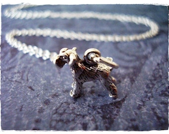 Tiny Silver Schnauzer Dog Necklace - Sterling Silver Schnauzer Charm on a Delicate Sterling Silver Cable Chain or Charm Only