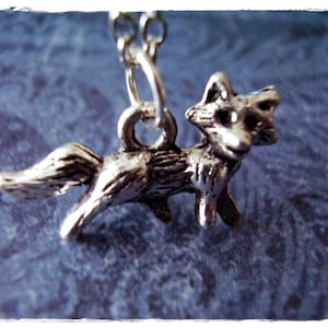 Small Fox Necklace - Antique Pewter Fox Charm on a Delicate Stainless Steel Cable Chain or Charm Only
