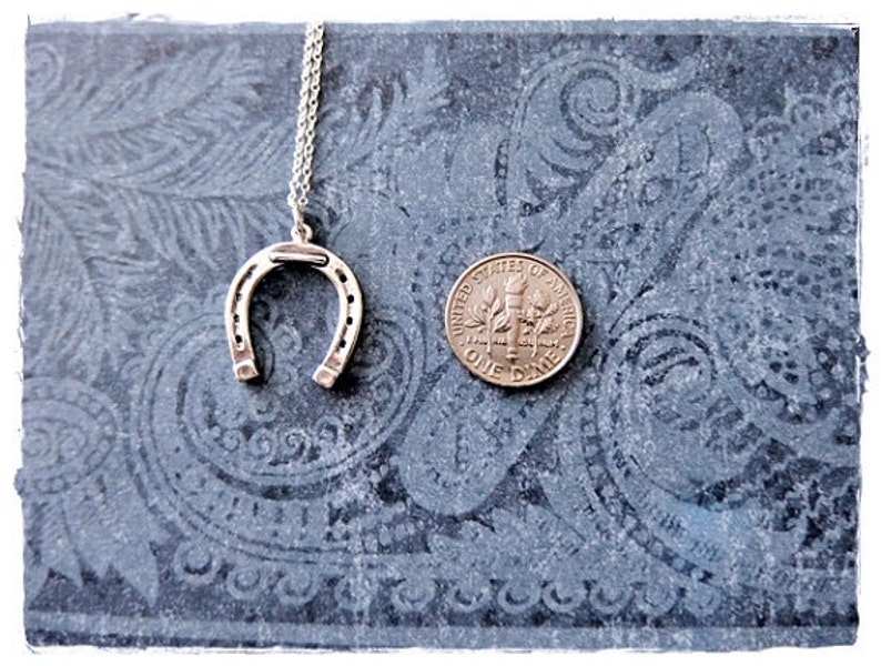 Large Silver Horseshoe Necklace Sterling Silver Horseshoe Etsy