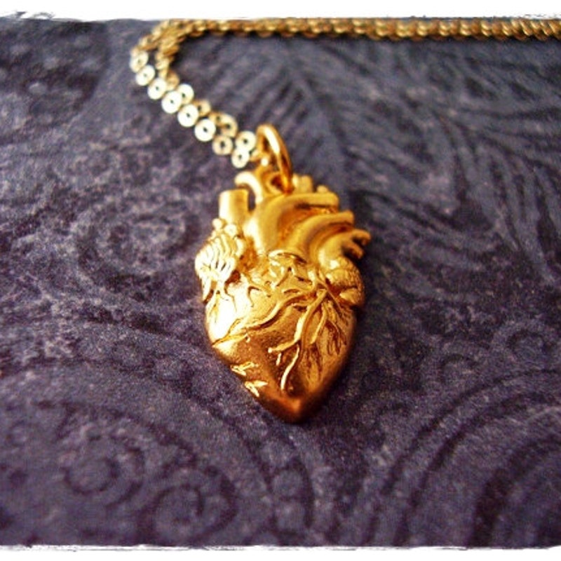 Heart Crystal Necklace in Gold
