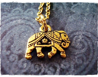 Gold Indian Elephant Necklace - Antique Gold Pewter Indian  display picture 1