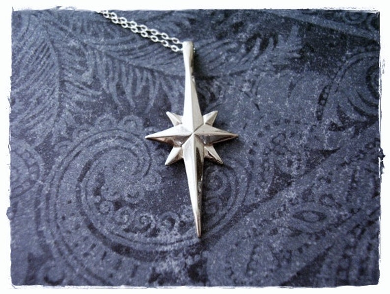 Silver Star of Bethlehem Necklace Sterling Silver Star of Bethlehem Charm on a Delicate Sterling Silver Cable Chain or Charm Only 画像 1