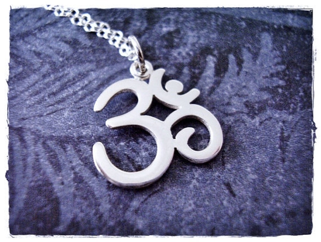 Silver Om Necklace Sterling Silver Om Charm on a Delicate - Etsy