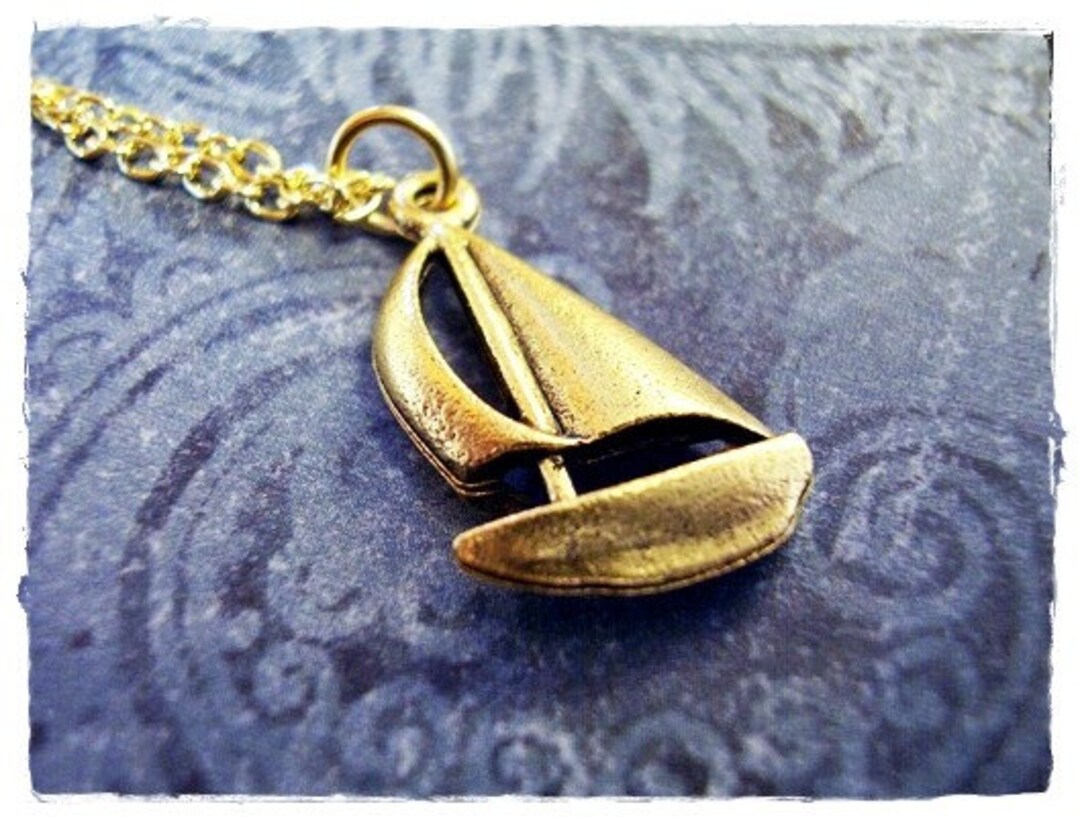 Collana Con Ciondolo Barca A Vela In Oro Giallo 14K, Lunghezza Regolabile 40,6-45,7 Cm