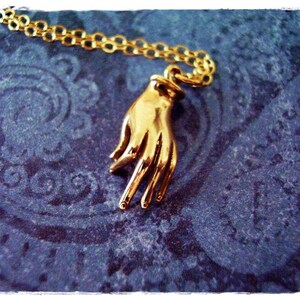Gold Mudra Hand Necklace - Bronze Mudra Charm on a Delicate 14kt Gold Filled Cable Chain or Charm Only
