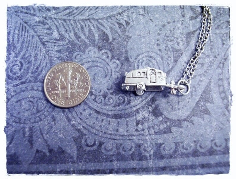 Silver RV Camper Necklace Silver Pewter RV Camper Charm on a Delicate Silver Plated Cable Chain or Charm Only image 3