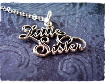 Silver Little Sister Necklace - Sterling Silver Little Sister Charm on a Delicate Sterling Silver Cable Chain or Charm Only