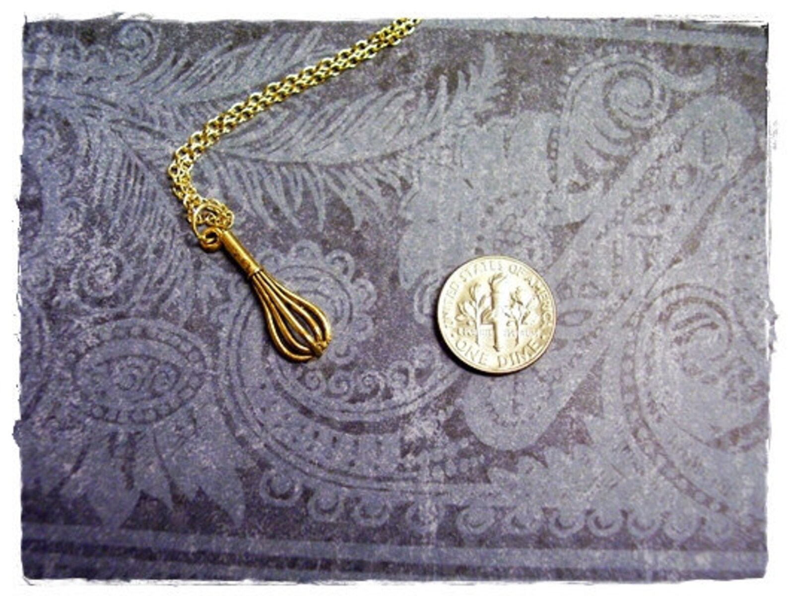 Gold Whisk Necklace Antique Gold Pewter Whisk Charm on a Etsy