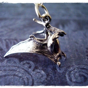 Silver Pterodactyl Necklace - Sterling Silver Pterodactyl Charm on a Delicate Sterling Silver Cable Chain or Charm Only