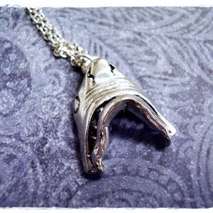 Movable Shark Jaws Necklace Antique Pewter Shark Jaws Charm on a Delicate Silver Plated Cable Chain or Charm Only image 2