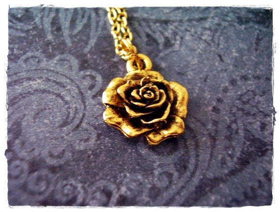 Gold rose necklace on sale charm