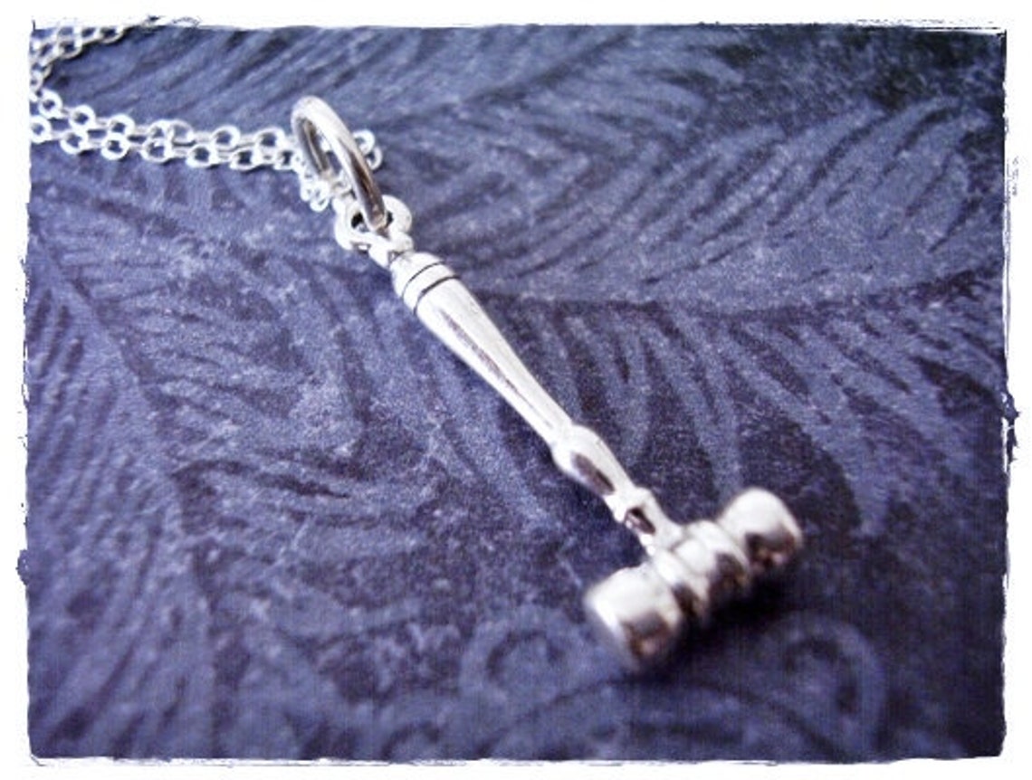 Silver Gavel Necklace Sterling Silver Gavel Charm on a Etsy
