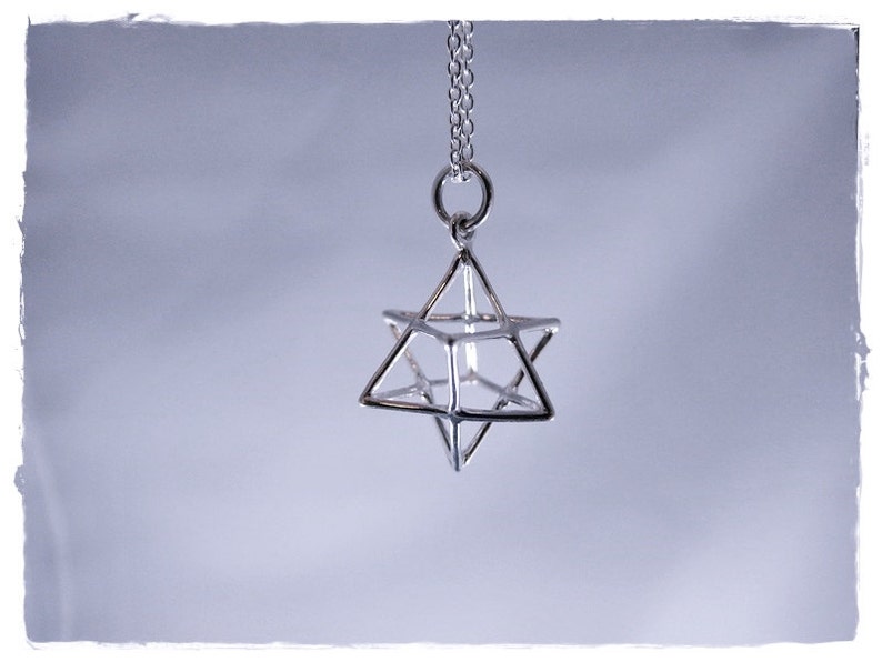 Silver Merkaba Necklace Sterling Silver Merkaba Charm on a Delicate Sterling Silver Cable Chain or Charm Only image 1