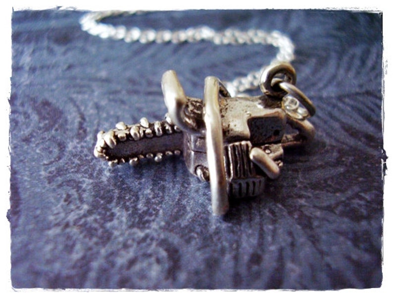 Silver Chainsaw Necklace Sterling Silver Chainsaw Charm on a Etsy