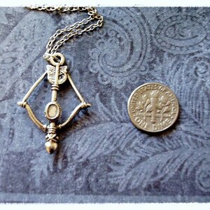 Rustic Bow and Arrow Necklace - Antique Pewter Bow and Arrow Charm on a Delicate Stainless Steel Cable Chain or Charm Only image 3