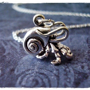 Silver Hermit Crab Necklace - Sterling Silver Hermit Crab Charm on a Delicate Sterling Silver Cable Chain or Charm Only