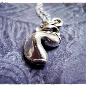 Silver Fortune Cookie Necklace - Sterling Silver Fortune Cookie Charm on a Delicate Sterling Silver Cable Chain or Charm Only