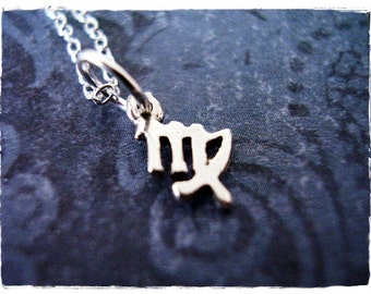 Tiny Virgo Zodiac Sign Necklace - Sterling Silver Virgo Charm on a Delicate Sterling Silver Cable Chain or Charm Only