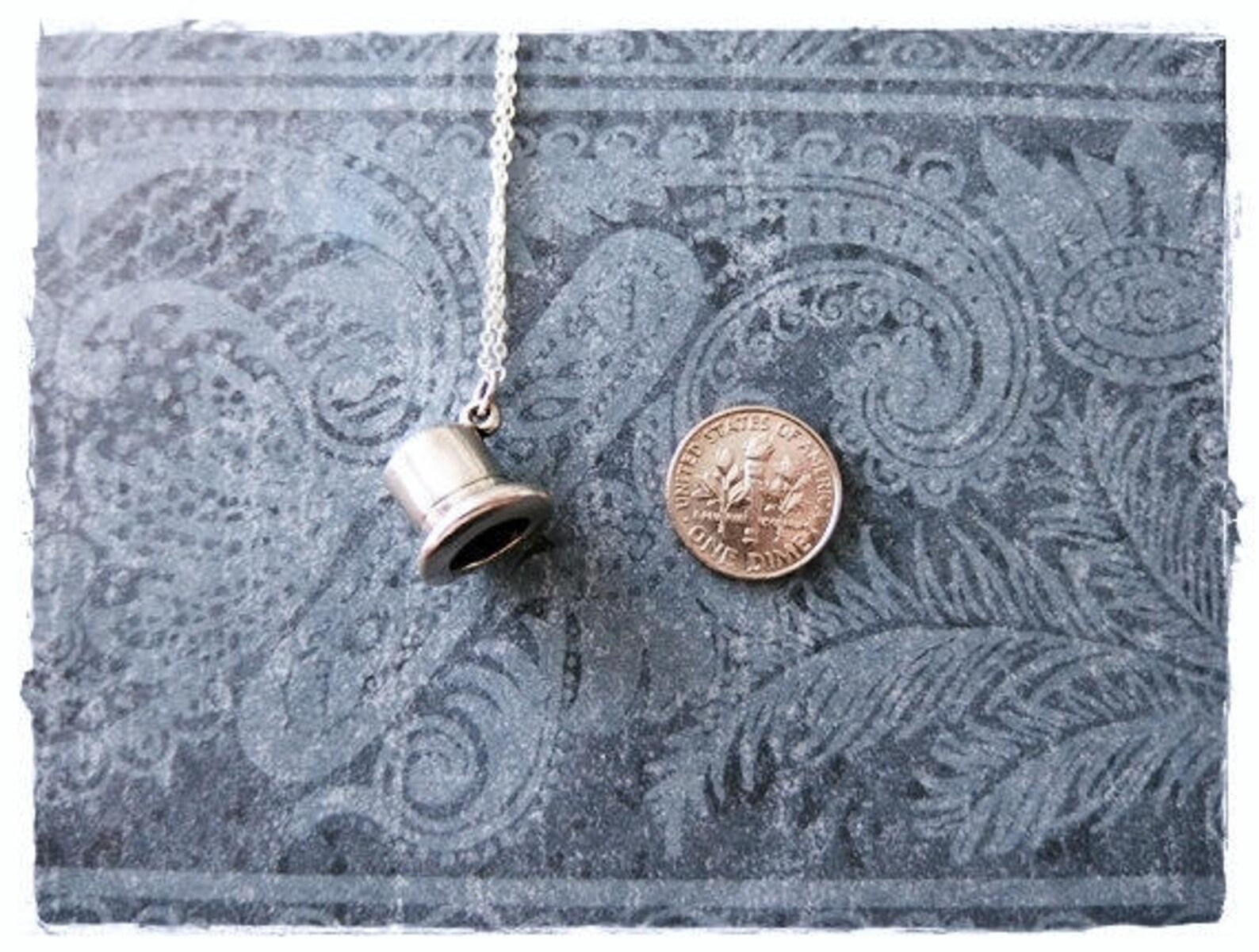 Silver Top Hat Necklace Sterling Silver Top Hat Charm on a Etsy