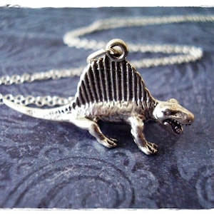 Silver Dimetrodon Necklace - Sterling Silver Dimetrodon Charm on a Delicate Sterling Silver Cable Chain or Charm Only