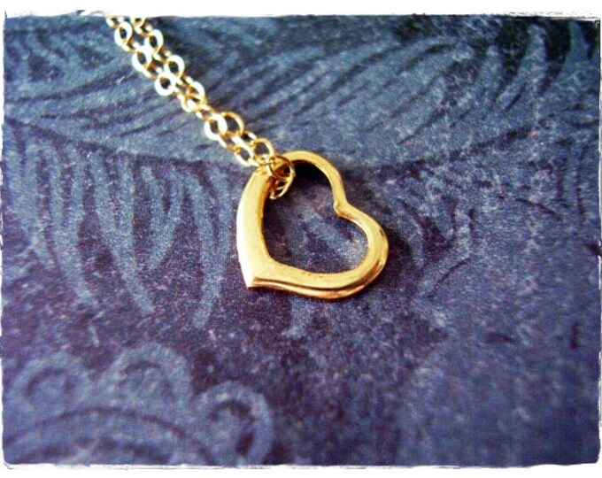 Tiny Gold Floating Heart Necklace Gold Filled Floating Heart Etsy