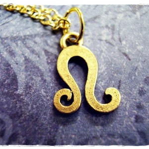 Gold Leo Zodiac Sign Necklace - Antique Gold Pewter Leo Charm on a Delicate Gold Plated Cable Chain or Charm Only