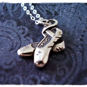 Silver Ballet Shoes Necklace - Sterling Silver Ballet Shoes Charm on a Delicate Sterling Silver Cable Chain or Charm Only