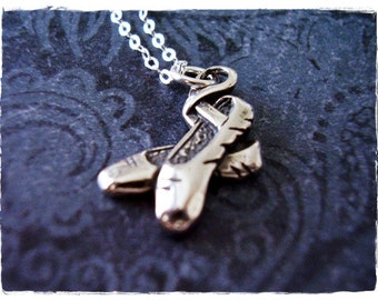 Silver Ballet Shoes Necklace - Sterling Silver Ballet Shoes Charm on a Delicate Sterling Silver Cable Chain or Charm Only