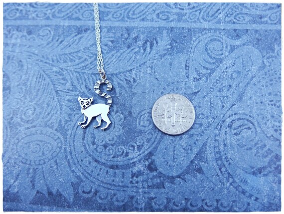 Silver Lemur Necklace - Sterling Silver Lemur Charm on A Delicate Sterling Silver Cable Chain or Charm Only
