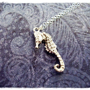 Tiny Seahorse Necklace -  Sterling Silver Seahorse Charm on a Delicate Sterling Silver Cable Chain or Charm Only