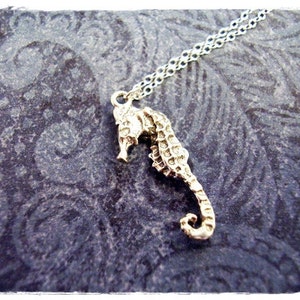 Tiny Seahorse Necklace Sterling Silver Seahorse Charm on a Delicate Sterling Silver Cable Chain or Charm Only image 1