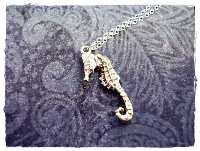 Tiny Seahorse Necklace Sterling Silver Seahorse Charm on a Delicate Sterling Silver Cable Chain or Charm Only image 1