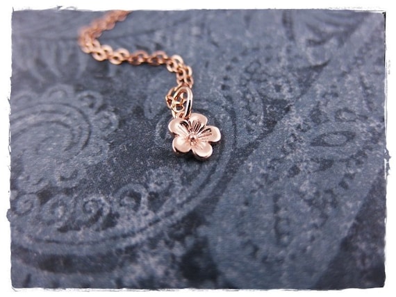 Rose gold cherry blossom necklace deals